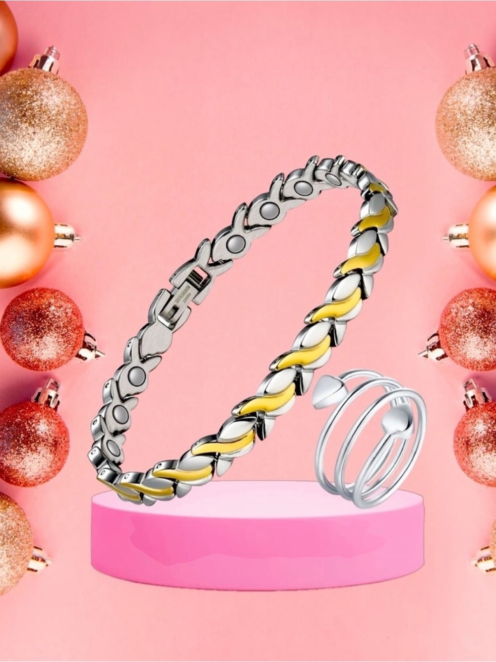NEW MAGNETIC THERAPY BRACELET & COOPER RING SET FOR WOMEN! NEW IN GIFT BOX!